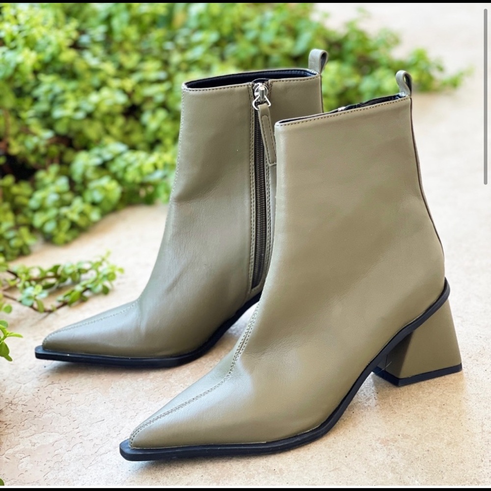 TopShop Bronx Khaki Point Ankle Boots